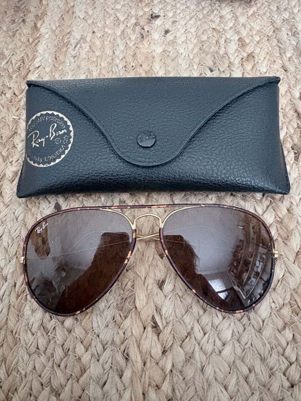 Ray-Ban RB3025 Aviator Large Metal Tortoise Shell Sunglasses Brown Lens